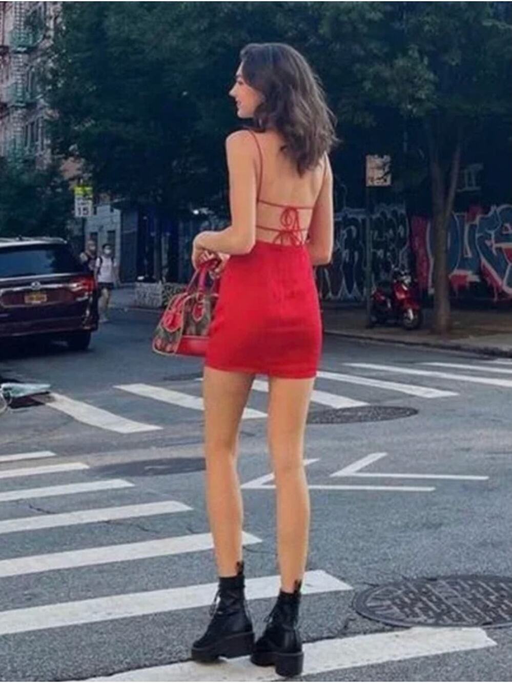 superdown | NWT Dixie Backless Dress in Red Strappy Mini M
